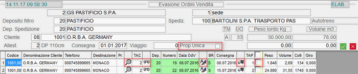 Generazione Proposta di Consegna: visualizzazione Ordini da evadere