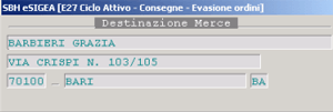 Avvio Consegne Fresco: window Destinazione merce