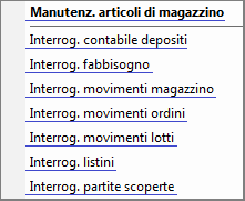 Campo Codice Articolo: funzioni accessibili con il tasto F9