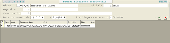 Riepilogo Consegne C/Cessionario