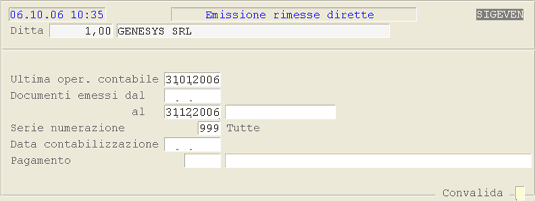 Selezioni per la stampa Cedolini Rimesse Dirette