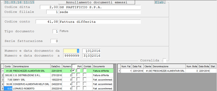 Annulla Emissione Documenti: fine dell'elaborazione