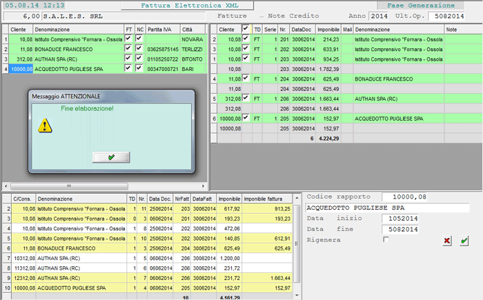Generazione Fattura Elettronica PA: elaborazione completata