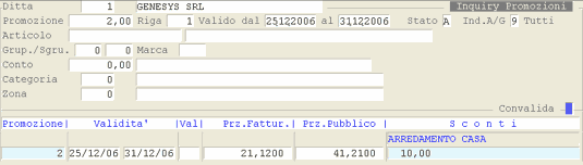 Inquiry Promozioni Dati Fatturazione