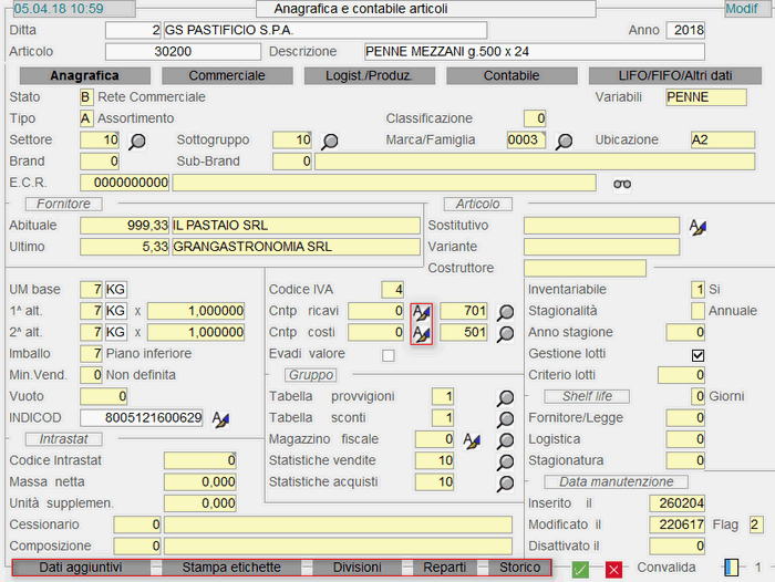 Anagrafica - 1° videata