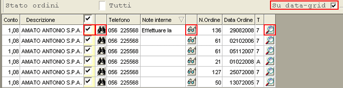 Annulla/Cancella Ordini: visualizzazione data-grid