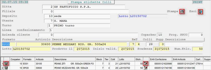 Emissione SSCC/Etichette Collo