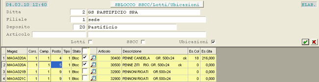 Utility Logistica - Blocco Ubicazioni