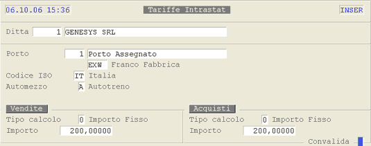 Tabella Tariffe Intrastat