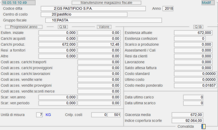 Magazzino Fiscale: Manutenzione Parte Contabile