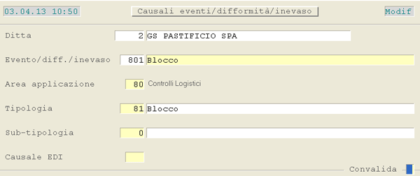 Causale 801 - Blocco Pallet/SSCC
