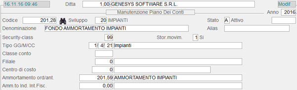 Immobilizzazione materiale