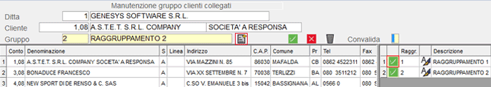 Clienti: window Gruppo Clienti Collegati