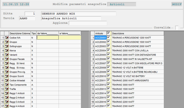 Modifica Parametri Anagrafici