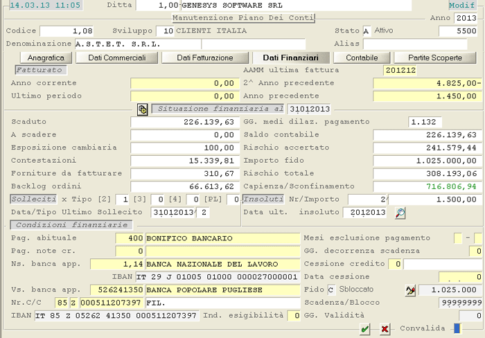 Clienti: Dati Finanziari - 4° videata