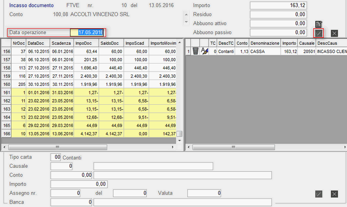 Convalida e inserimento Data operazione