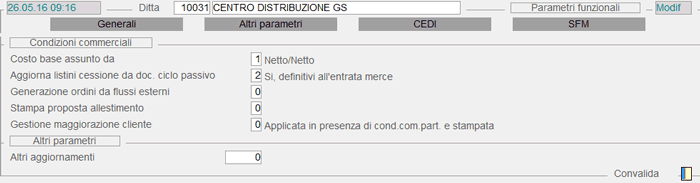 Parametri Funzionali: videata Ce.Di.