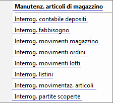 Campo Codice Articolo: funzioni accessibili con il tasto F9