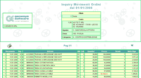 Report Movimenti Ordini in formato XML