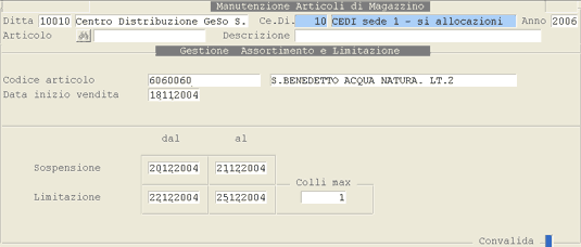 Assortimenti e Limitazioni