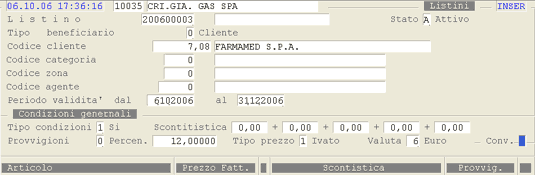 Immissione Listini Dedicati