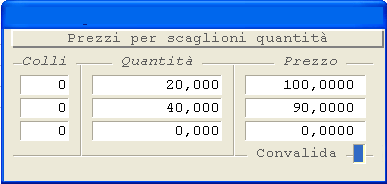 Window Scaglioni Quantità (tasto F4)