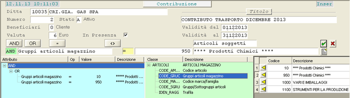 Immissione Contribuzione: indicazione Articoli soggetti