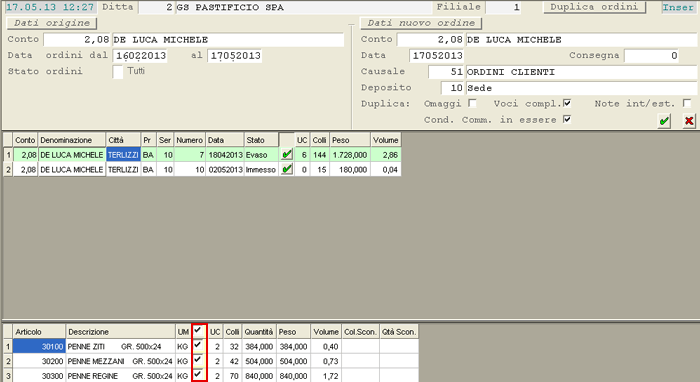 Duplica Ordini
