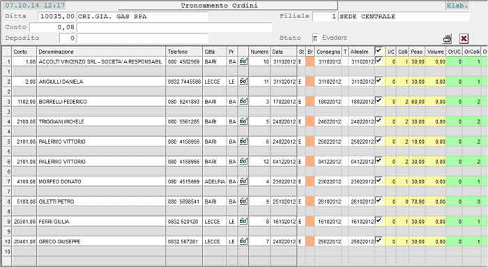 Troncamento Ordini - Con Selezione Ordini