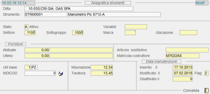 Anagrafica Strumenti