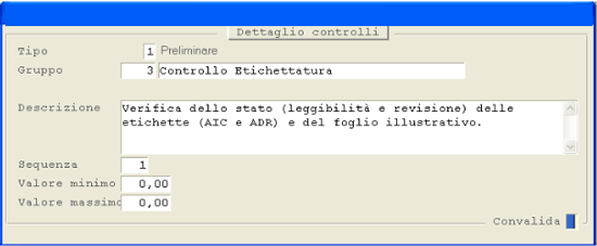 Window inserimento Dettaglio del Gruppo Controlli