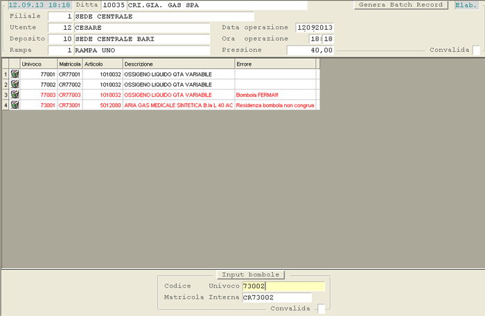 Generazione Batch-Record