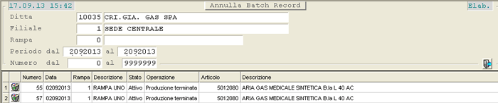 Annulla Batch-Record