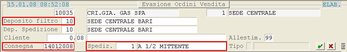 Generazione Proposte di Consegna: impostazione parametri di filtro