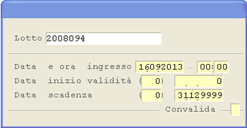 Window impostazione Lotto