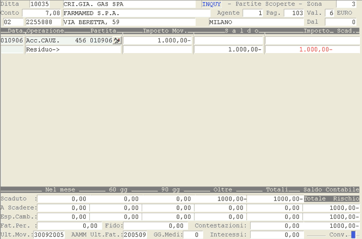Visualizzazione Cauzioni