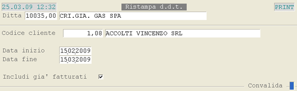 Ristampa D.d.t.: videata di selezione