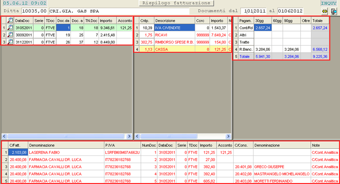 Riepilogo Fatturazione Analitico a Video
