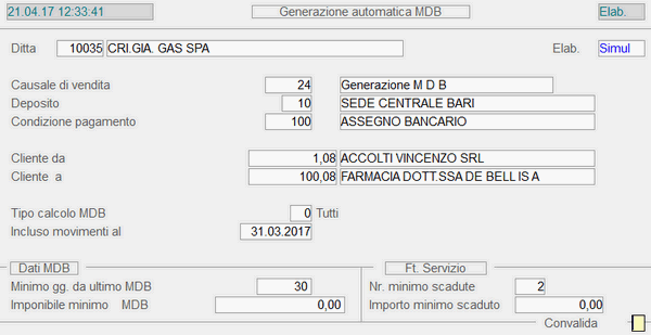 Generazione movimenti per fatturazione