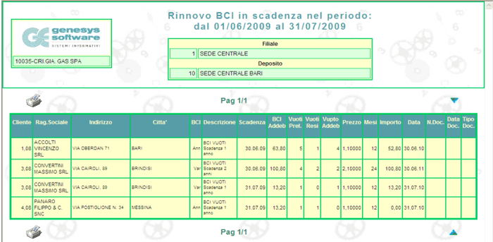 Rinnovo Scadenza BCI: report xml