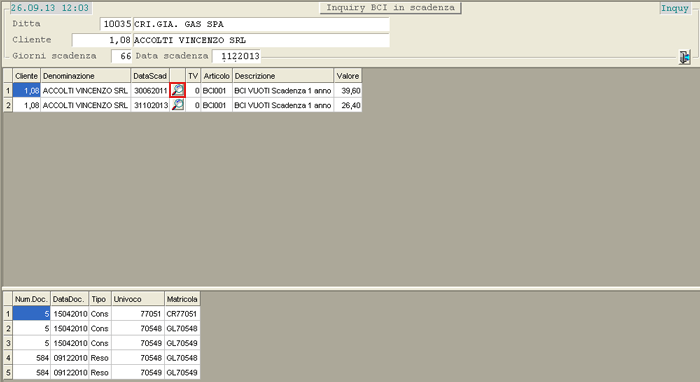 Inquiry BCI in Scadenza
