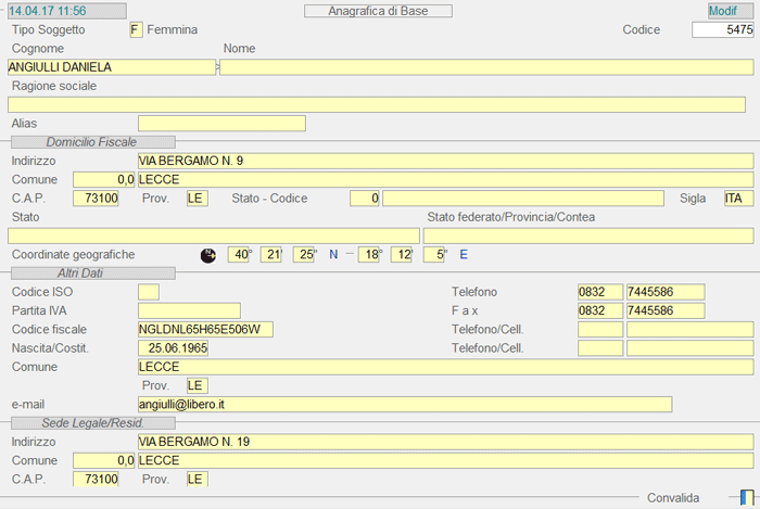 Clienti: Anagrafica di Base