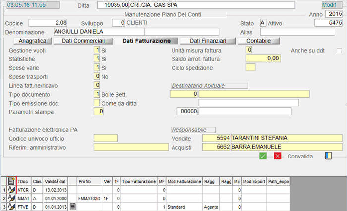 Clienti: Dati Fatturazione - 3° videata