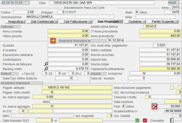 Clienti: Dati Finanziari - 4° videata