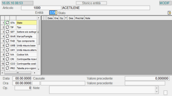 Window Storico Entità