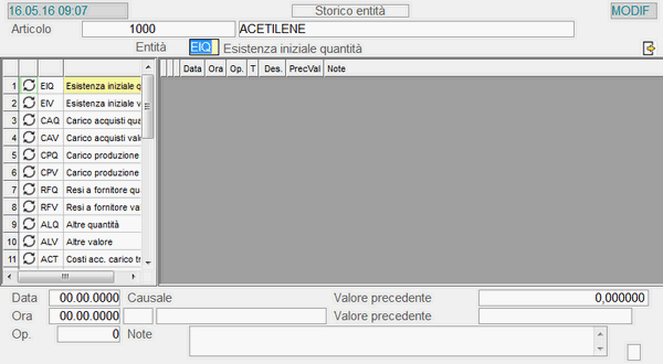 Window Storico Entità