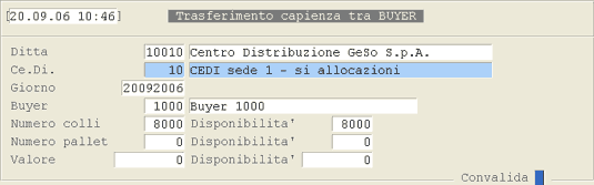 Buyer: Trasferimento Capienza