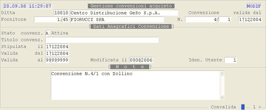 Gestione Convenzioni: Convenzione Base