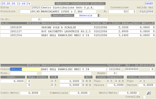 Gestione Convenzioni: Assortimento Generale