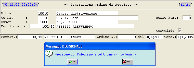 Ordine da Convenzione: Generazione